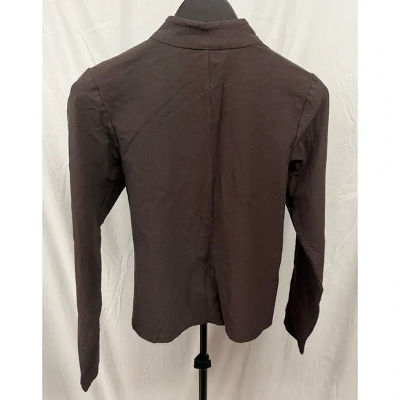 Eileen Fisher Women's Petite Brown Two Way Full Zip Crepe Stretch Jacket PP - Picture 3 of 6